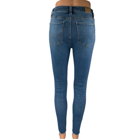 American Eagle The Dream Jean Blue Skinny Leg High Waist Denim Jeans Pants Sz 2 - Picture 3 of 5